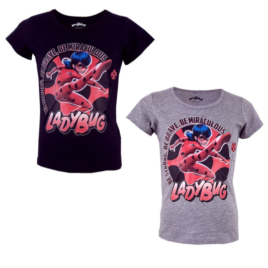 Miraculous Ladybug T-Shirt - 116 bis 152 - WS-Trend.de Kinder - Grau Pink Schwarz 116-152 Baumwolle