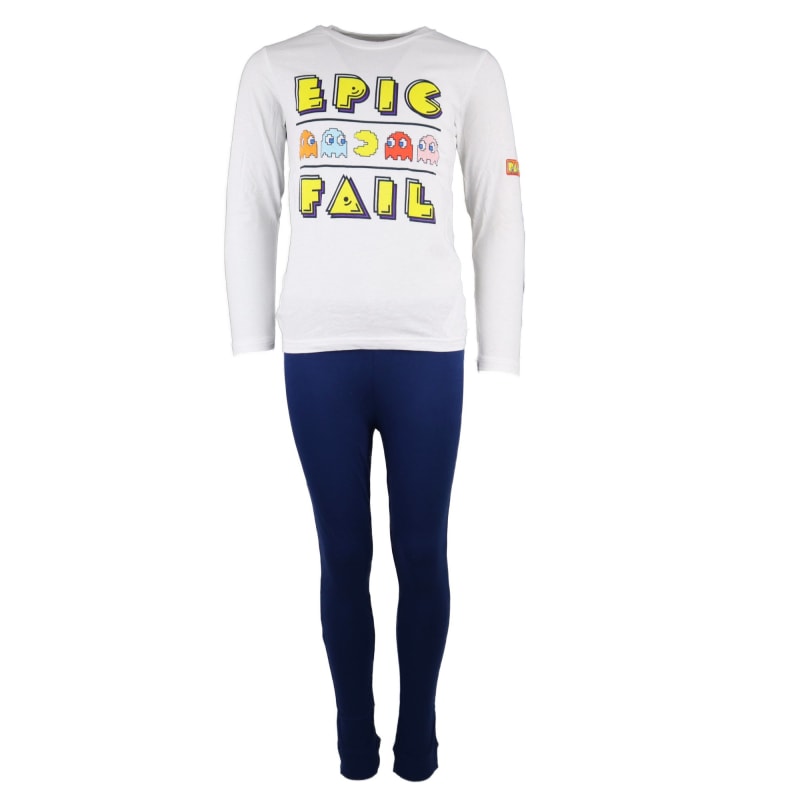 Pacman Epic Fail Kinder lang Pyjama Schlafanzug - WS-Trend.de 128 - 158 Weiß Blau Baumwolle