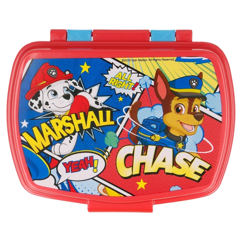 Paw Patrol Chase 4 teiliges Set Lunchbox mit Trinkbecher und Besteck - WS-Trend.de Marshall Brotdose Trinkflasche Löffel Gabel