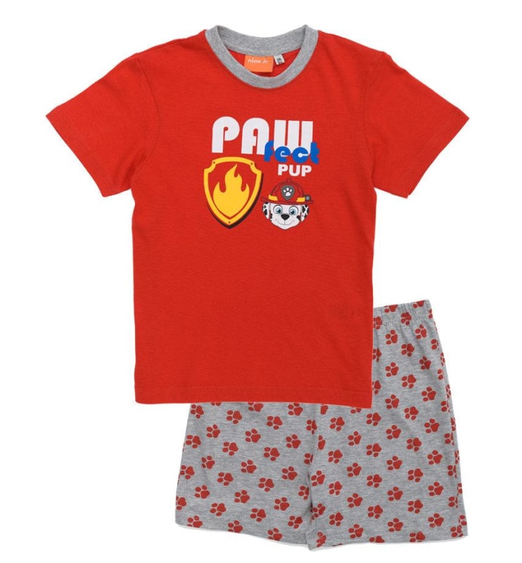 Paw Patrol Schlafanzug Pyjama kurz - Größe 98 bis 128 - WS-Trend.de Kinder Baumwolle Schwarz Rot 98-128