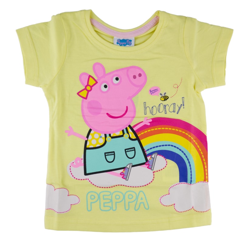 Peppa Wutz Kinder T-Shirt - WS-Trend.de PEPPA Pig kurzarm für Mädchen 92-116 Blau Gelb Baumwolle