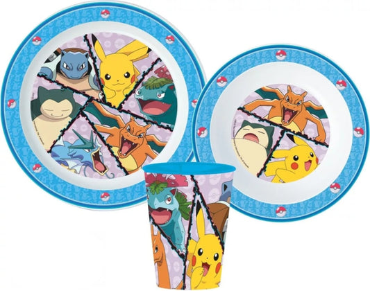Pokemon Pikachu Kinder Geschirr Set Teller Schüssel Becher - WS-Trend.de 3 teiliges und