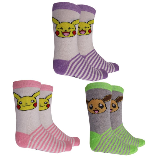 Pokemon Pikachu Socken 3-er Pack - WS-Trend.de Mädchen gestreift 3er Gr. 23 bis 34