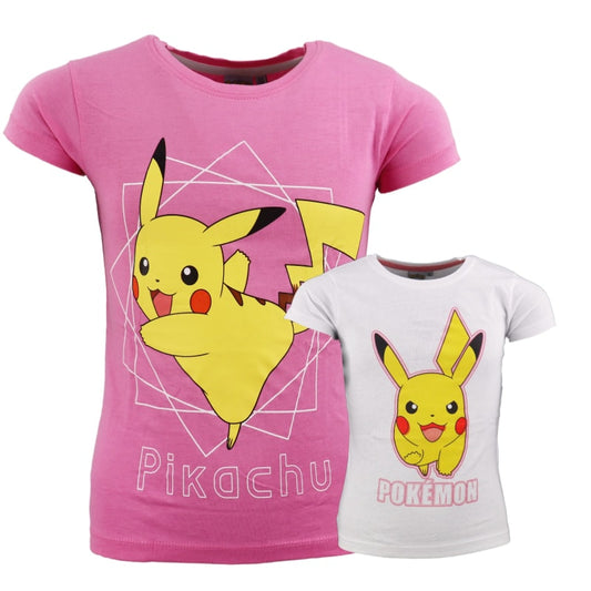 Pokémon Pikachu Mädchen Kinder T-Shirt - WS-Trend.de Pokemon Kurzarm Shirt Baumwolle 110 bis 152 Weiß Rosa