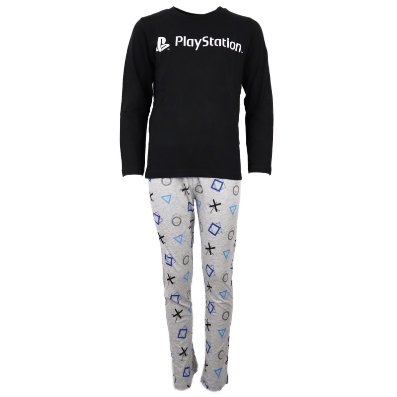 Sony Playstation Kinder lang Pyjama Schlafanzug - WS-Trend.de 116 -152 Grau Schwarz