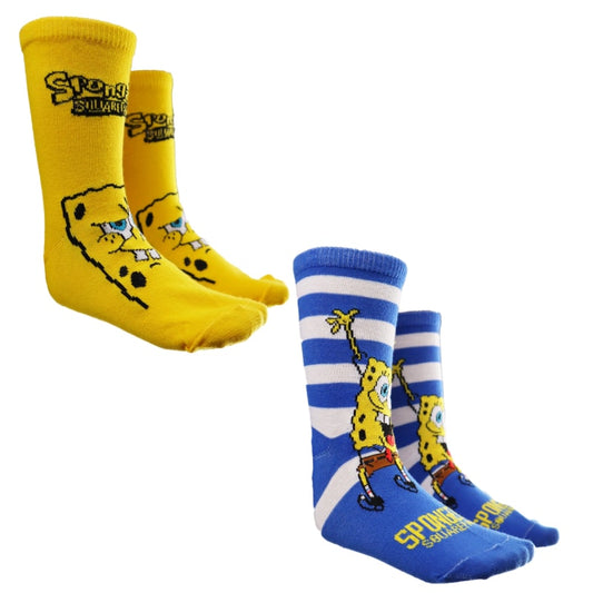 Spongebob Schwammkopf lange Kinder Socken 2er Pack - WS-Trend.de Gr. 23 bis 34 für Jungen