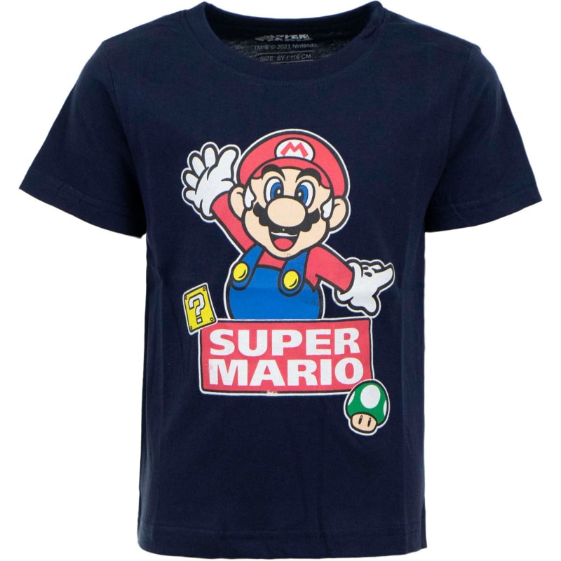 Super Mario kurzarm T-Shirt Baumwolle - WS-Trend.de Kinder Jungen Kleidung Dunkelblau 98-128