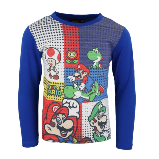 Super Mario Used Look Kinder langarm T-Shirt - WS-Trend.de Shirt 98-128 100% Baumwolle