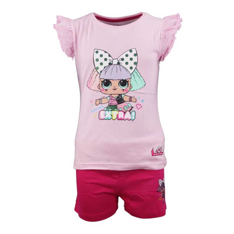 LOL Surprise Kinder Schlafanzug Pyjama - WS-Trend.de kurzarm 98 bis 128 Baumwolle Grün Rosa