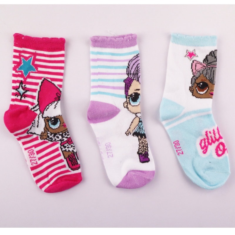 LOL Surprise Mädchen Sneaker Socken 3er Pack - WS-Trend.de Kinder lange Pink im 3-er 23 bis 34