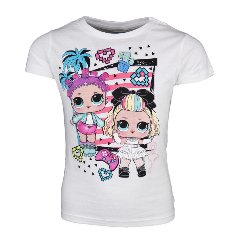 LOL Surprise Player kurzarm T-Shirt Baumwolle - WS-Trend.de Kinder Suprise Dolls - Rosa Weiss pink für Mädchen