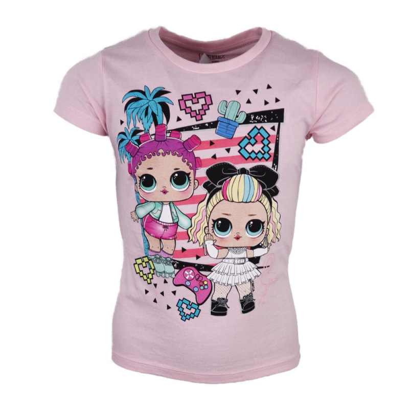 LOL Surprise Player kurzarm T-Shirt Baumwolle - WS-Trend.de Kinder Suprise Dolls - Rosa Weiss pink für Mädchen